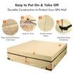 Square Waterproof Pool Spa Jacuzzi Cover, Outdoor Heavy Duty 600D Oxford Spa Cover, UV Protected Spa Cover for Hot Tub Beige 90x90x20inch