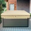 Square Waterproof Pool Spa Jacuzzi Cover, Outdoor Heavy Duty 600D Oxford Spa Cover, UV Protected Spa Cover for Hot Tub Beige 90x90x20inch