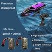 RC Boat with 2 Rechargeable Batteries 20+ MPH Fast Remote-Controlled Boat Ideal for Pools and Lakes Ages 3+ Purple