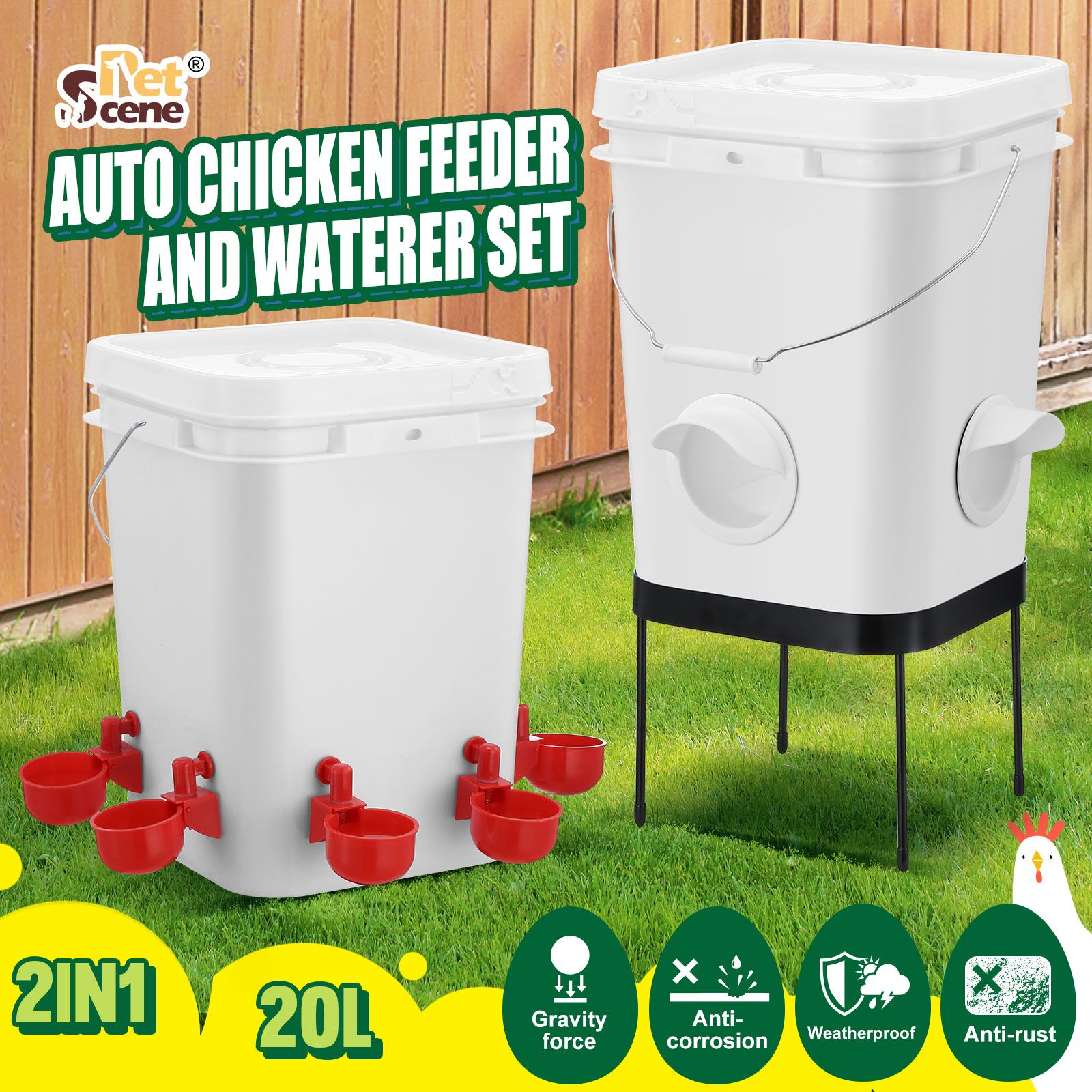 Chicken Bird Feeder Waterer Set Auto Food Water Dispenser Automatic
