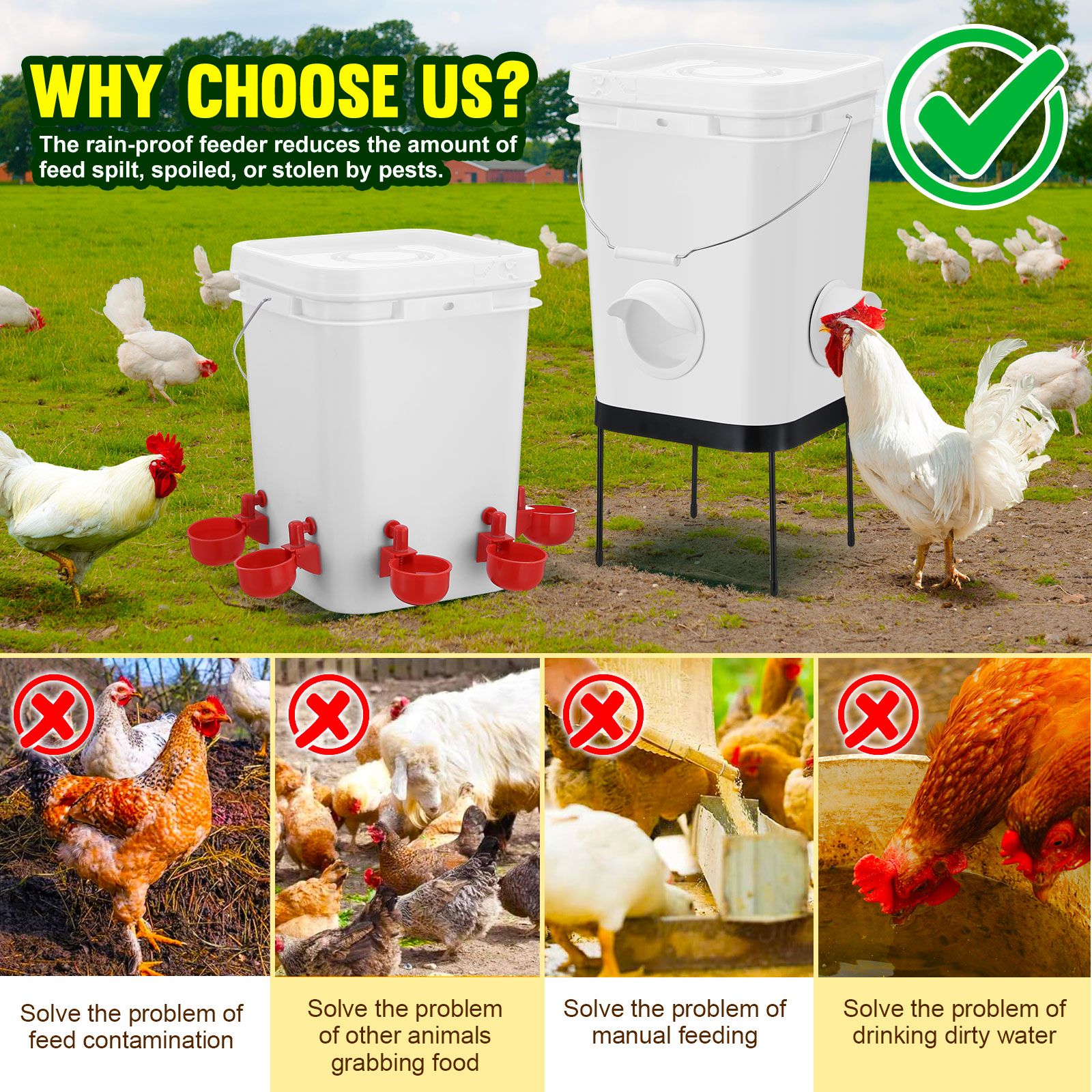 Chicken Bird Feeder Waterer Set Auto Food Water Dispenser Automatic