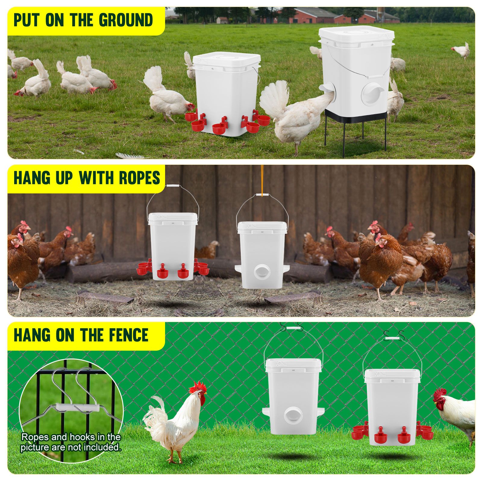 Chicken Bird Feeder Waterer Set Auto Food Water Dispenser Automatic
