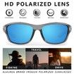 Polarized Sports Sunglasses for Men Driving Cycling Fishing Sun Glasses 100% UV Protection Goggles (Grey Flame Blue Mirror)