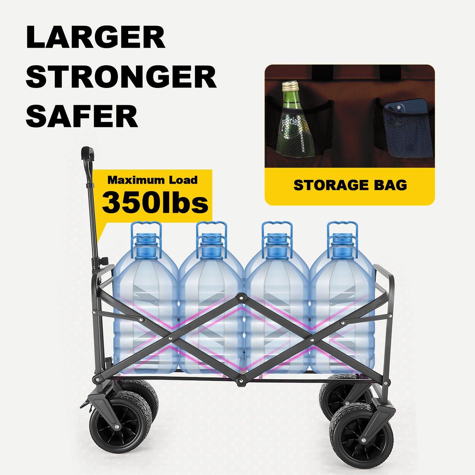 Folding Garden Trolley 150kg Trailer Cart Utility Wagon Barrow Beach Camping Picnic Campervan Sports Market Grocery Shopping with Tabletop