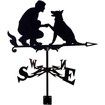 Weathervane Man Dog Shape Outdoor Courtyard,Weather Vane Wind Direction Indicator,Weathercock Scene Stake Stainless Steel for Roof Mount Garden