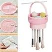Makeup Brush Cleaner Mat 3 in 1 Silicone Makeup Brush Cleaner Bowl with Brush Drying Holder Cosmetic Brushes Cleaning Tool Organizer for Storage & Air Dry (Pink)