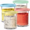 Replacement Pints and Lids for Ninja NC501 NC500 Series Creami Deluxe, 4 Pack - Compatible with Ninja Creami Deluxe Ice Cream Maker (Blue, Pink, Grey, Green)