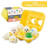 6p Eggs Set With Matching Easter Egg Set Without Electricity, Color And Shape Recognition, Early Education Puzzle Toys, Christmas Gifts chicken