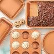 5 PCS Nonstick Bakeware Set, Baking Pans Set with Round and Square Cake Pan, Loaf Pan, Muffin Pan & Roasting Pan,Dishwasher Safe,Easy Clean,Oven Safe