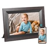 10.1 Inch Smart WiFi Digital Photo Frame 720P IPS LCD Touch Screen,Auto-Rotate Portrait and Landscape,Built in 32GB Memory (Wooden Frame)