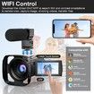 5K Video Camera Camcorder,48MP UHD Wifi IR Night Vision Vlogging Camera for YouTube,Touch Screen Vlog Camera with External Microphone,Lens Hood,Stabilizer,Remote,2 Batteries