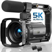 5K Video Camera Camcorder,48MP UHD Wifi IR Night Vision Vlogging Camera for YouTube,Touch Screen Vlog Camera with External Microphone,Lens Hood,Stabilizer,Remote,2 Batteries
