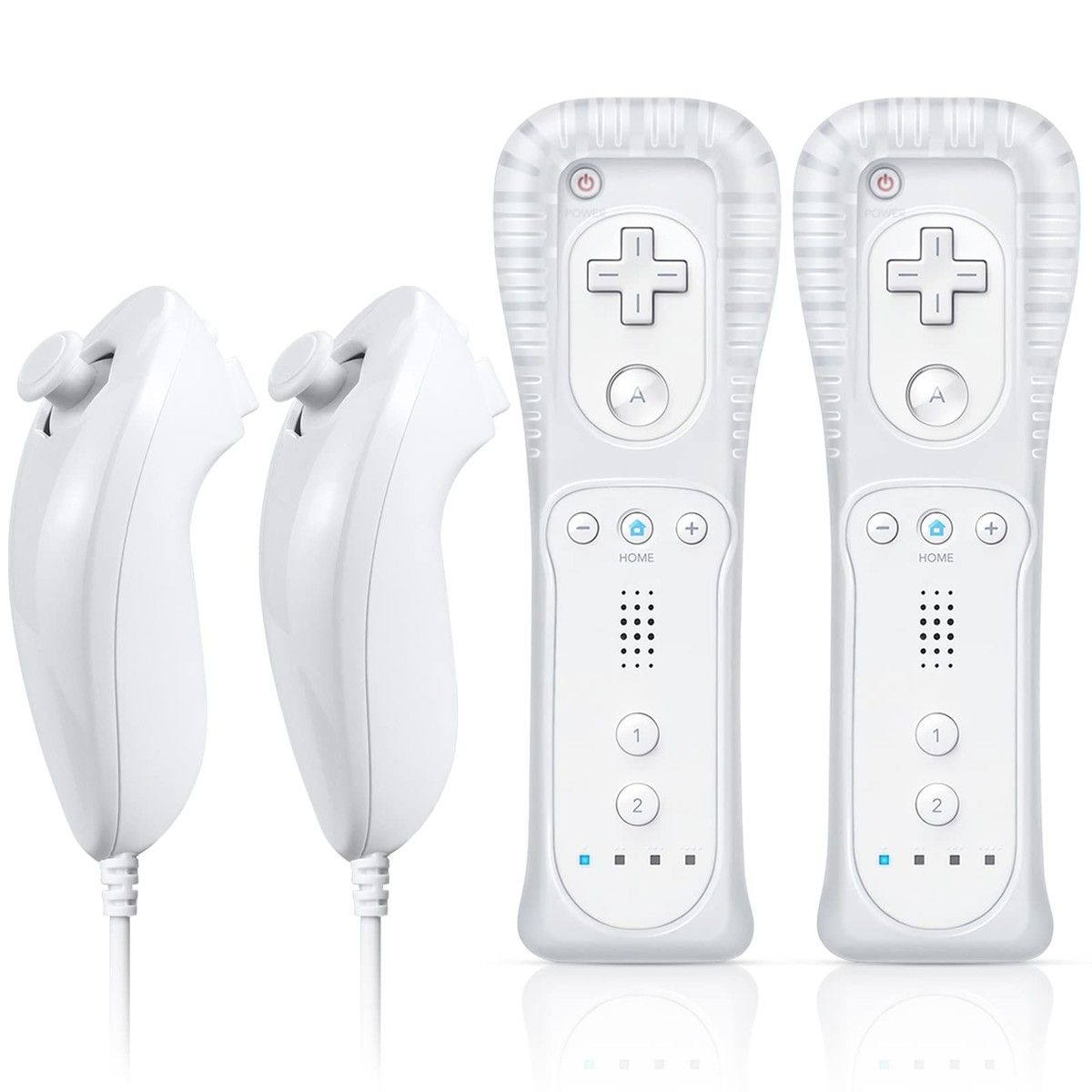 Wii Remote Controller with Nunchuck Compatible with Wii and Wii U in 2-Pack White