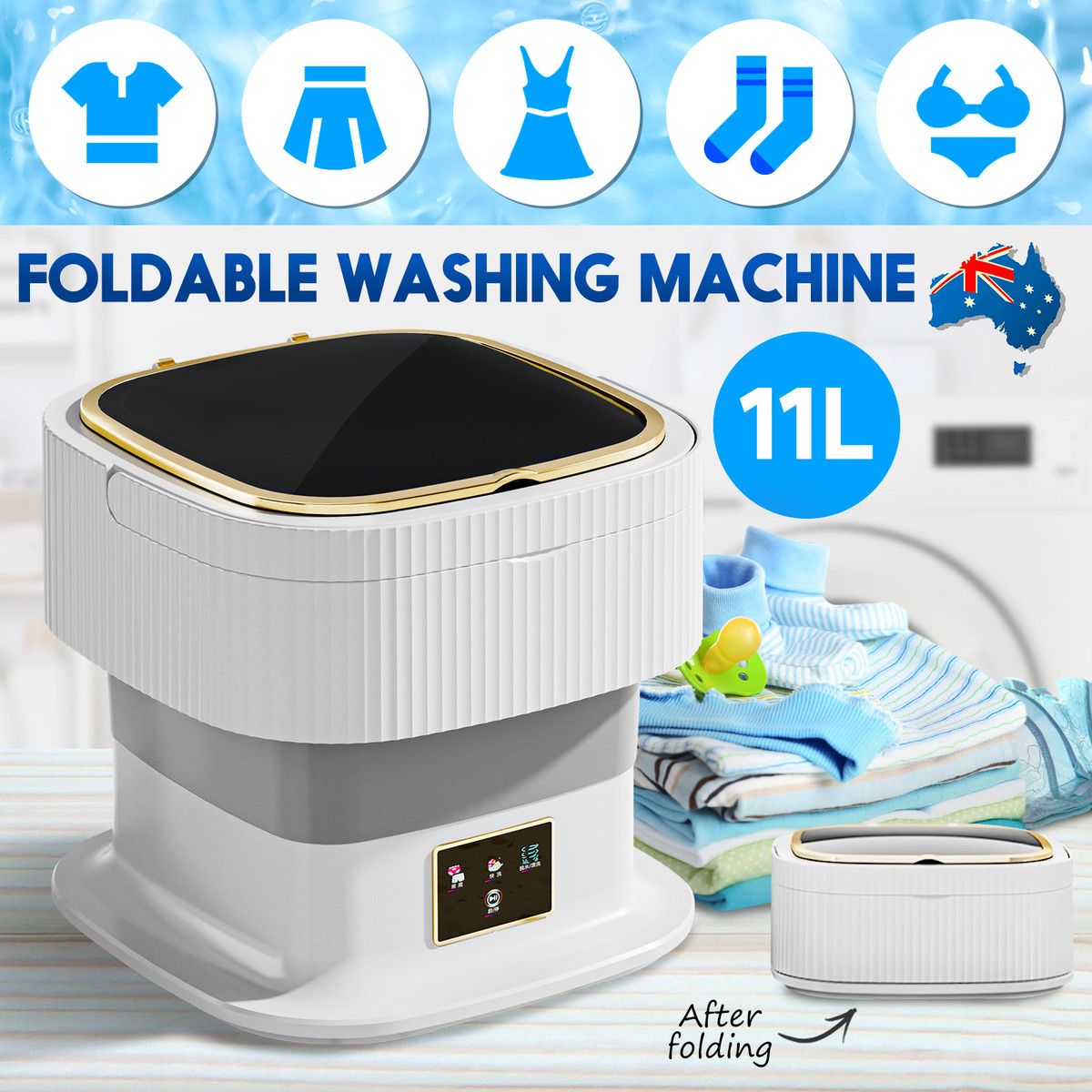 Portable Washing Machine Mini Washer Foldable 11L Semi Auto Domestic Appliance Domestic Grey