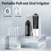 Water Dental Flosser Teeth Cleaning Gum Braces Care 6 Modes Cordless Portable Pull Out Oral Irrigator 5 Jet Tips Pick Waterproof Cleaner Home Travel