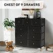Chest of 9 Drawers Tallboy Cabinet Dresser TV Wardrobe Table Unit Entertainment Storage Stand Organiser Bedroom Closet Organizer Furniture Black