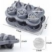 Ice Cube Tray, Rose Ice Cube Trays With Covers,3 Silicone Rose Ice Tray And 3 Diamond Ice Ball Maker For Juice Cocktails, Whiskey Col Grey