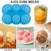 Ice Cube Tray, Rose Ice Cube Trays With Covers,3 Silicone Rose Ice Tray And 3 Diamond Ice Ball Maker For Juice Cocktails, Whiskey Col Blue