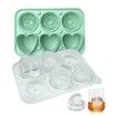 2p Rose Ice Cube Mold, Heart Shapes Ice Cube Tray, Silicone Ice Mold Fun Shapes3 Heart & 3 Rose Ice Balls for Chilling Whiskey Cocktails Drinks