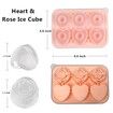 2p Rose Ice Cube Mold, Heart Shapes Ice Cube Tray, Silicone Ice Mold Fun Shapes3 Heart & 3 Rose Ice Balls for Chilling Whiskey Cocktails Drinks