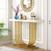 Modern Console Table Coffee Narrow Side Desk Storage Rack Marble White Living Room Office Entry Office