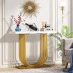 Modern Console Table Coffee Narrow Side Desk Storage Rack Marble White Living Room Office Entry Office