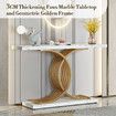 Modern Console Table Coffee Narrow Side Desk Storage Rack Marble White Living Room Office Entry Office