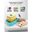 Butter Dish with Lid for Countertop Large Butter Dish Ceramics Butter Keeper Container High-Quality Silicone Sealing Butter Dishes with Covers Good Kitchen Gift Turquoise