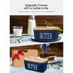 Butter Dish with Lid for Countertop Large Butter Dish Ceramics Butter Keeper Container Silicone Sealing Butter Dishes with Covers Good Kitchen Gift Blue