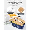 Butter Dish with Lid for Countertop Large Butter Dish Ceramics Butter Keeper Container Silicone Sealing Butter Dishes with Covers Good Kitchen Gift Blue