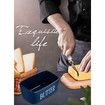 Butter Dish with Lid for Countertop Large Butter Dish Ceramics Butter Keeper Container Silicone Sealing Butter Dishes with Covers Good Kitchen Gift Blue