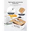 Butter Dish with Lid for Countertop Large Butter Dish Ceramics Butter Keeper Container Silicone Sealing Butter Dishes with Covers Good Kitchen Gift White