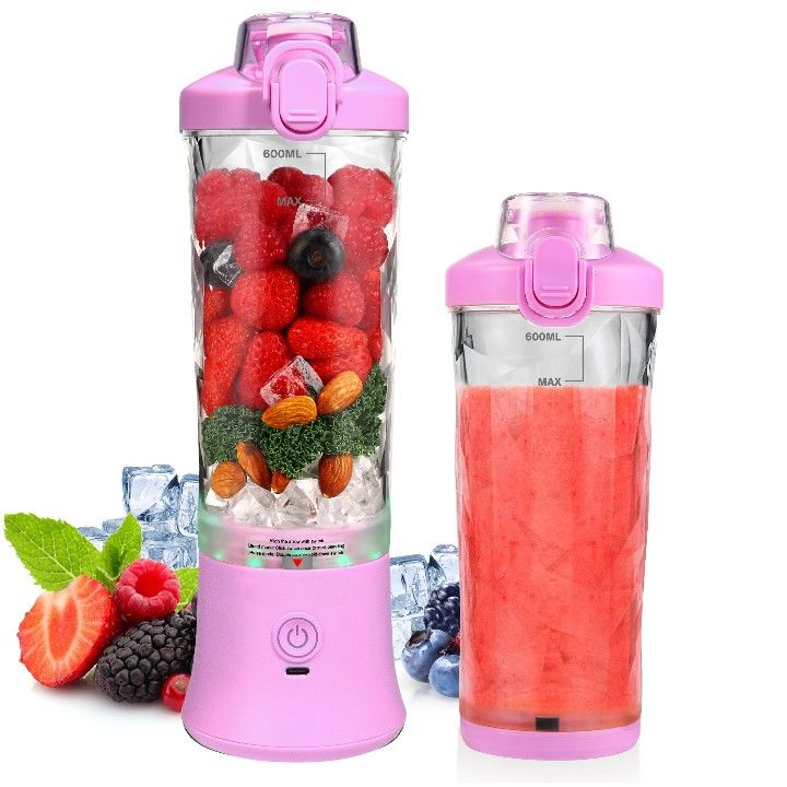 Portable Smoothies Blender,USB Juice Cup,Shakes Blender,Baby Food Mixing Machince with 6 Blades Rechargeable Battery,for Home,Travel,Office(Purple)
