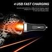 USB Car Charger Adapter, 4 Ports QC3.0 Cell Phone Fast Charger, Smart Quick for Cigarette Lighter, Compatible with iPhone All Smartphones