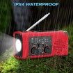 Radio Emergency Solar Hand Crank AM FM NOAA Weather LED Flashlight Reading Lamp SOS Alarm Headphone Jack 4000mAh Portable Indoor Outdoor Red Survival Tool
