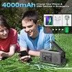 Emergency Radio 4000mAh Solar Hand Crank AM FM NOAA Weather Portable LED Flashlight Reading Lamp SOS Alarm Headphone Jack Indoor Outdoor Grey Survival