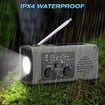 Emergency Radio 4000mAh Solar Hand Crank AM FM NOAA Weather Portable LED Flashlight Reading Lamp SOS Alarm Headphone Jack Indoor Outdoor Grey Survival