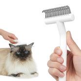 Cat Brush Long Haired Deshedding Tool Dematting Comb Remove Loose Matted Fur Grooming Undercoat Rake Pet Care White