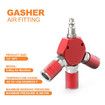 3 Way 1/4 Inch NPT Aluminum Hex Style Air Manifold with 3 Pieces Steel Industrial Coupler and Plug, Air Compressor Hose Accessories Quick Connect Fittings Air Splitter