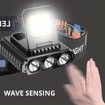 2 Pcs Portable Mini LED Headlamp Rechargeable Motion Sensor Headlight for Outdoor Camping Fishing