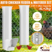 Chicken Bird Feeder Waterer Set Automatic Water Dispenser Poultry Coop 3KG Food 4L Drinker Kit Auto Aviary Chook Chick Hen Quail Drinking Cup