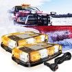 12 Roof Top Strobe Lights 48LED Amber White Hazard Light Emergency Warning LED Flashing Light Magnetic Trucks Tractors Snow Plows Construction Vehicles