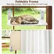 Cordless Cat Window Perch,Cat Hammock with 4 Suction Cups,Solid Metal Frame and Reversible Cover,Foldable Cat Beds for Indoor Cats (White,Medium)