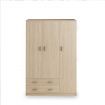 Oak Wardrobe Cabinet Wood Bedroom Clothes Storage Organiser Cupboard 3 Doors 2 Drawers