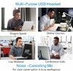 PC Wired Business Headphones USB 3.5mm Jack Comfortable Headset With Noise Cancelling Mic For PC Laptop Mac Computer