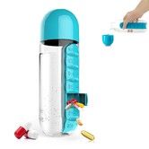 2 in 1 Pill Box Cup 7 Days Planner   Drinking Cup  Pill Organizer Water Bottle 600 ML Detachable Water Bottle with Medicine Box for Family Travel Work