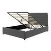 Double Bed Frame with Headboard Gas Lift Up Storage Platform Wooden Mattress Base Foundation Support Hydraulic Upholstered Linen Fabric Grey