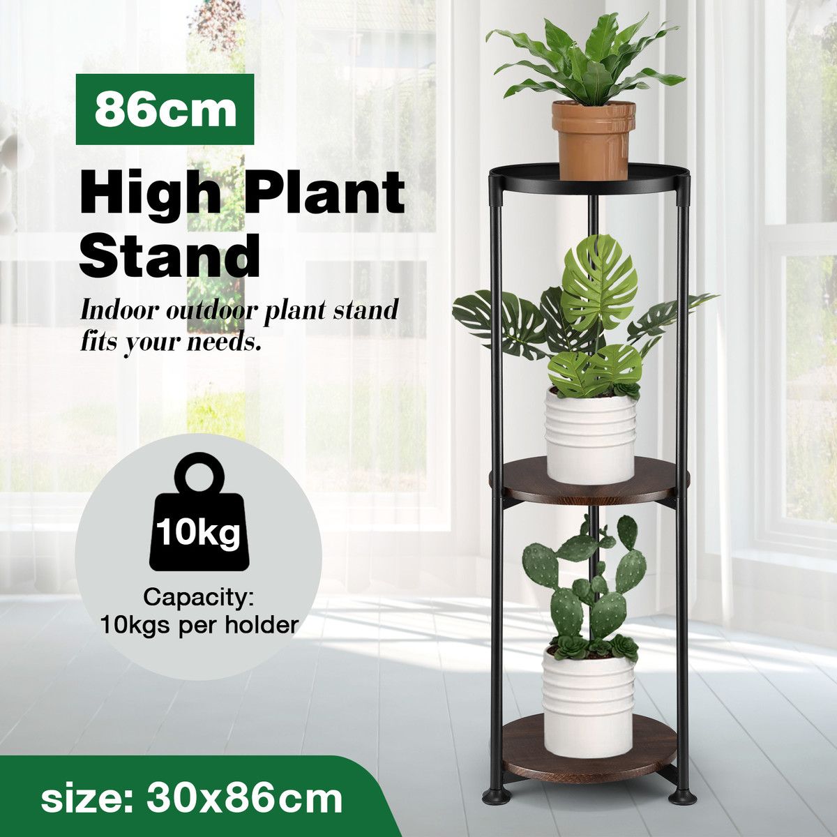 3 Tier Plant Pot Stand Metal Flower Holder Corner Shelf Unit Indoor Outdoor Display Shelves Garden Plywood Storage Rack