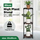 3 Tier Plant Pot Stand Metal Flower Holder Corner Shelf Unit Indoor Outdoor Display Shelves Garden Plywood Storage Rack