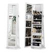 3 In 1 Rotating Jewellery Storage Shelf 360 Degree Cabinet Mirror Organiser Freestanding Box for Earring Necklace Ring White